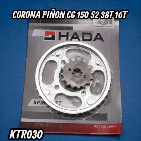 CORONA PIÑON CG 150 S2 38T 16T HADA