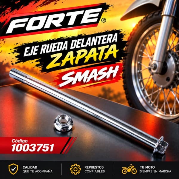 EJE RUEDA DELANTERO ZAPATA SMASH C/TUERCA - FORTE