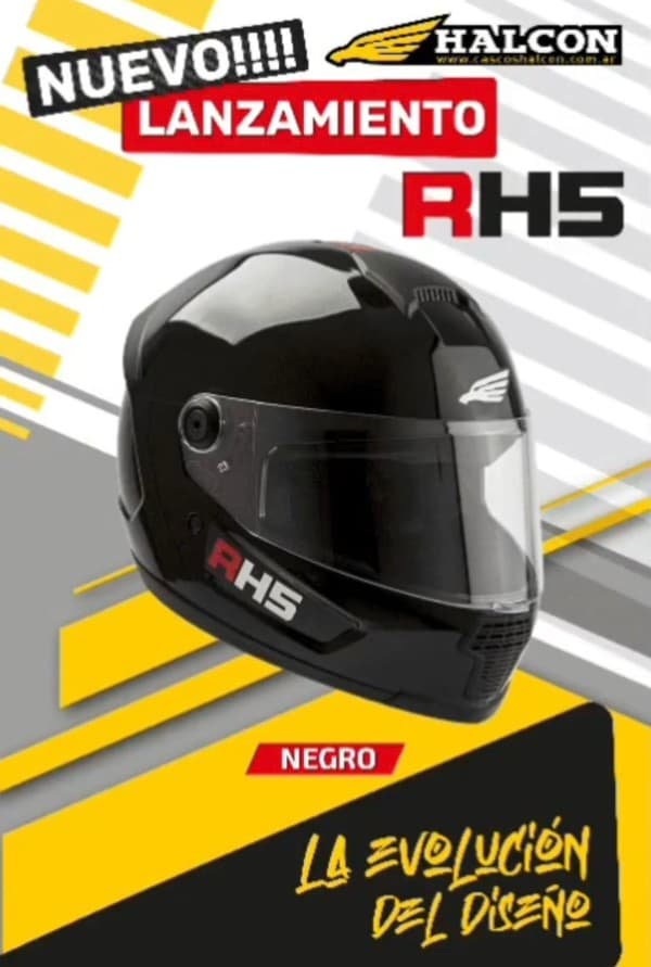 CASCO HALCÓN RH5 NEGRO BRILLANTE M (58cm) )