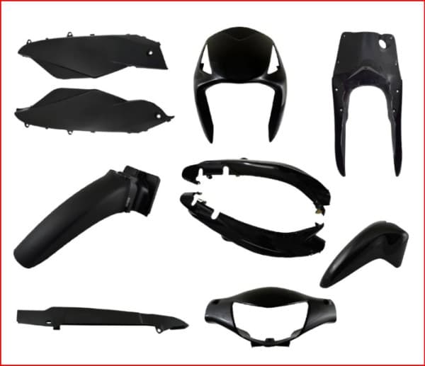 KIT DE PLASTICOS NEGROS BIZ 125 - 10 PIEZAS OKI