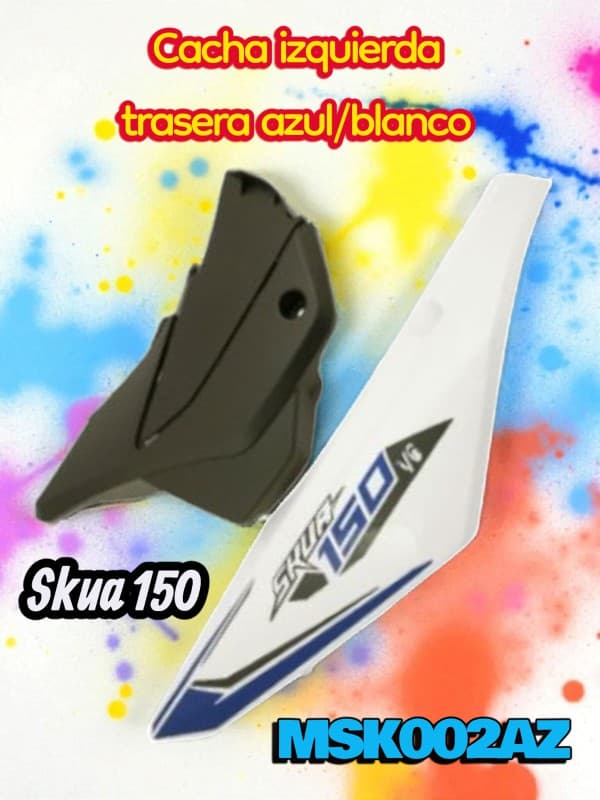 CACHA IZQUIERDA TRASERA AZUL/BLANCO SKUA 150 NITRO