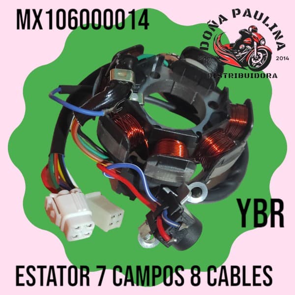 ESTATOR YBR 125 7 CAMPOS 8 CABLES 2000 AL 2001MAX