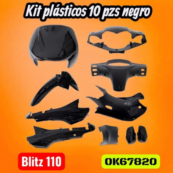 KIT PLASTICOS BLITZ 110 10 PZS NEGO OKINOI
