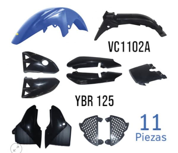 KIT PLASTICOS YBR 125 11 PZAS COMPLETO AZUL VC